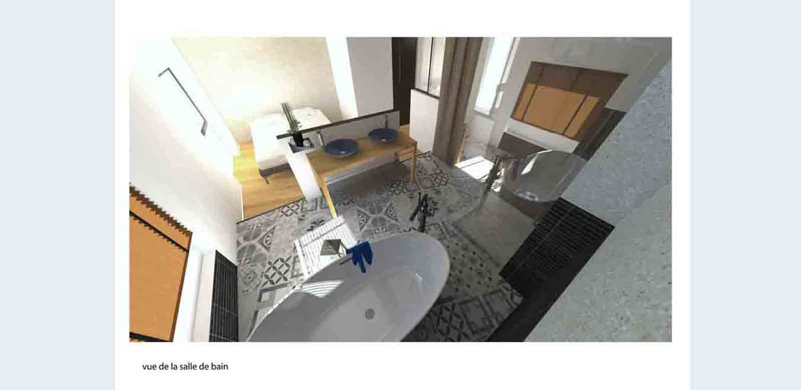 Rénovation Marseille esquisse appartement vues perspective
