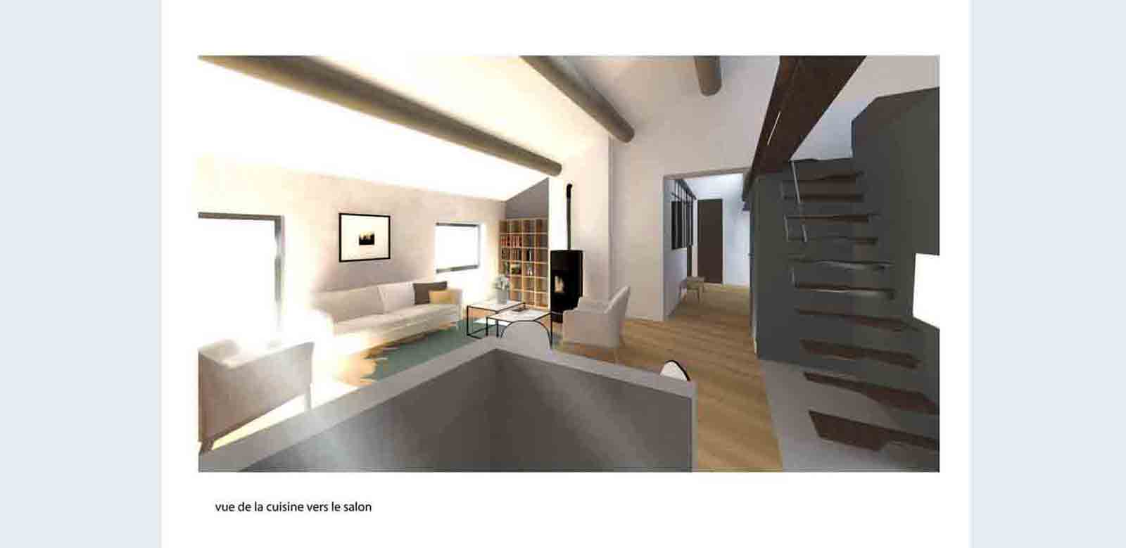 Rénovation Marseille esquisse appartement vues perspective