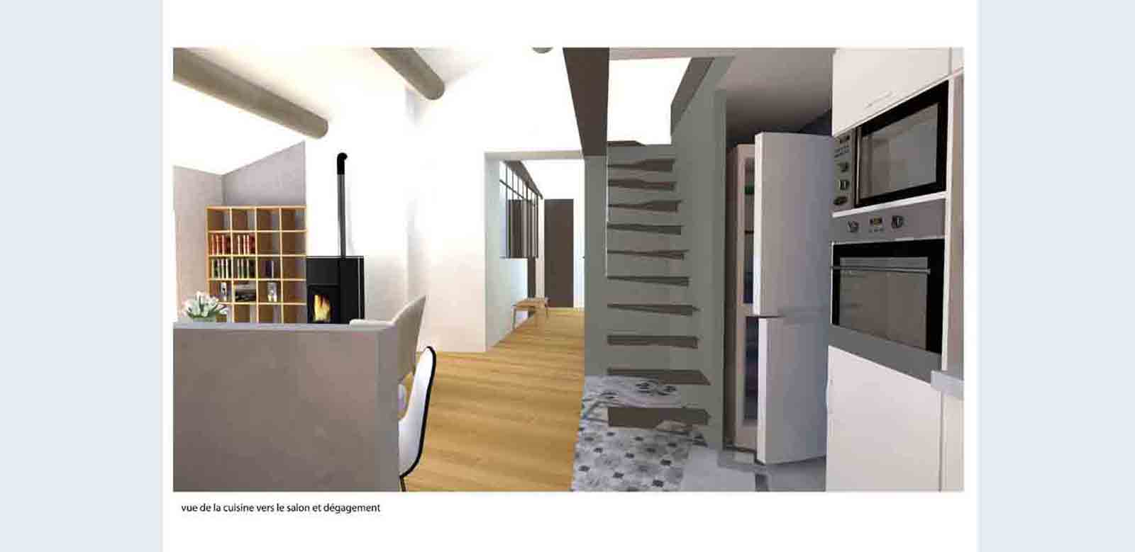 Rénovation Marseille esquisse appartement vues perspective