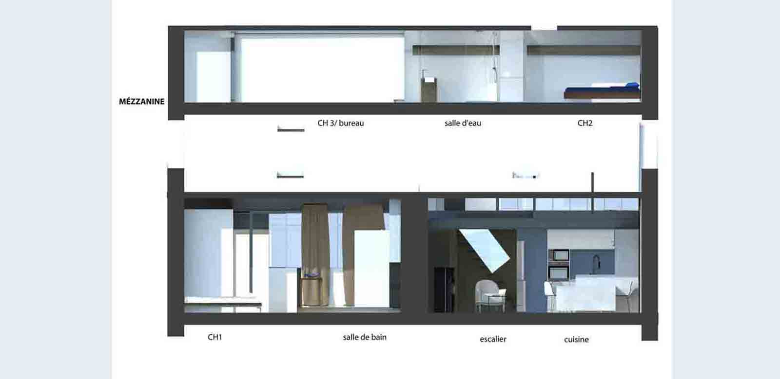 Rénovation Marseille coupes longitudinales de principe